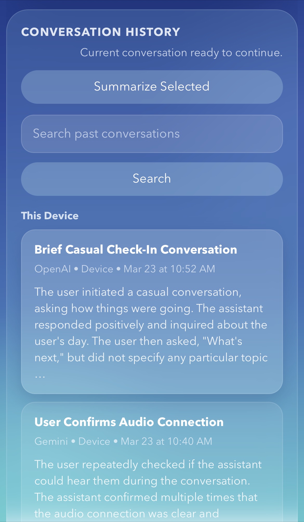 ReSono Sine — conversation history